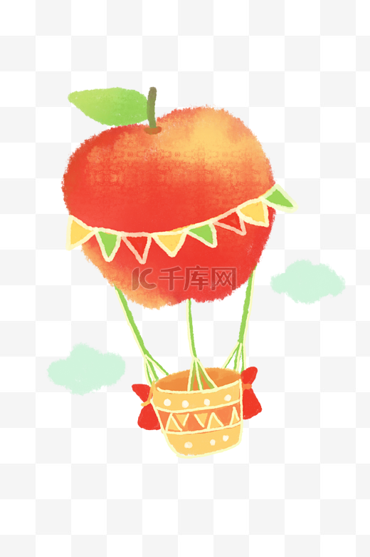 水果苹果彩带热气球图片