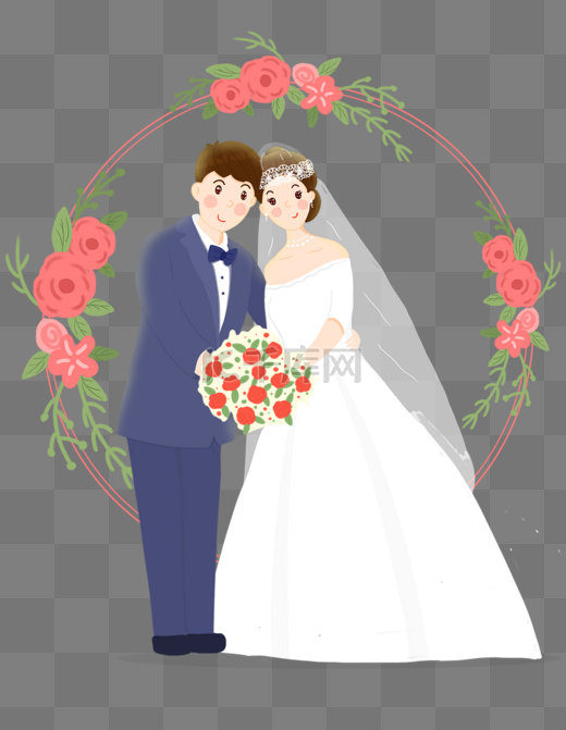 婚礼主题婚宴海报插画图片