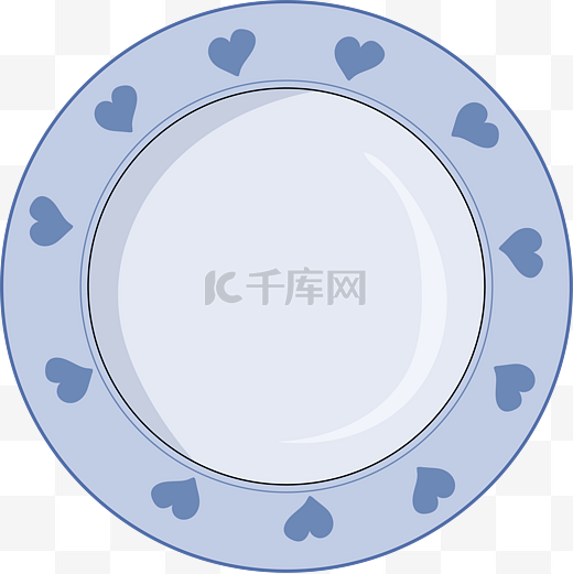 蓝色爱心餐盘餐具元素下载图片