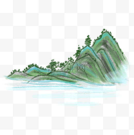 水墨美丽的山水插画图片