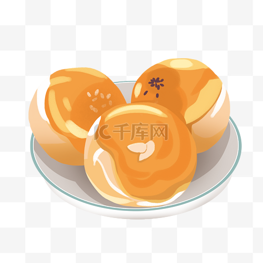 零食蛋黄酥的插画图片