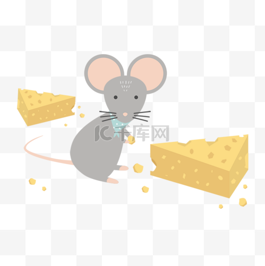 手绘鼠绘卡通插画老鼠奶酪图片