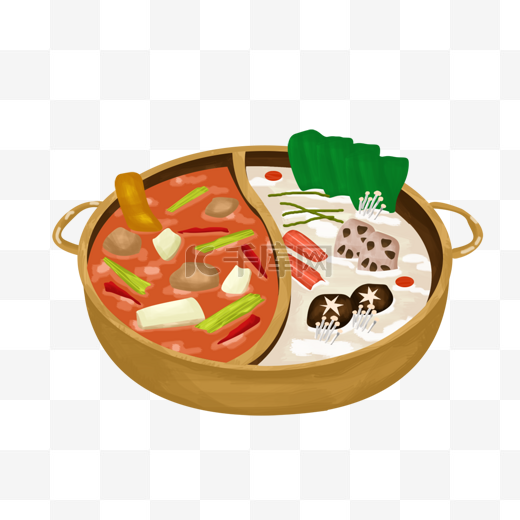 卡通中国传统美食重庆火锅图片