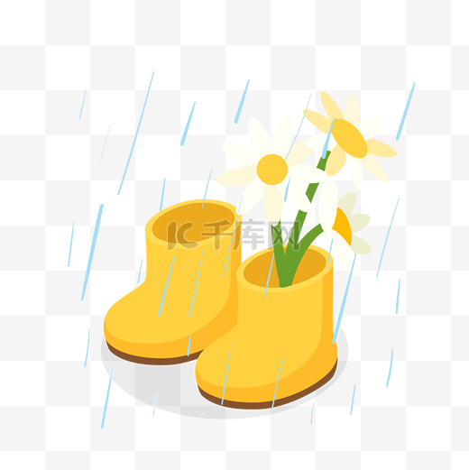 手绘雨水鲜花插画图片