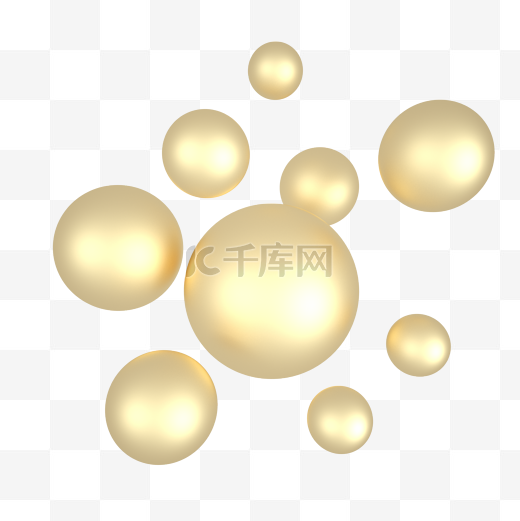 C4D金色几何立体球漂浮图片