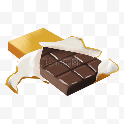 情人节卡通手绘甜品之拆开包装的巧克力零食图片