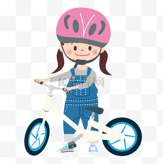 儿童节彩色卡通手绘小女孩骑自行车图片