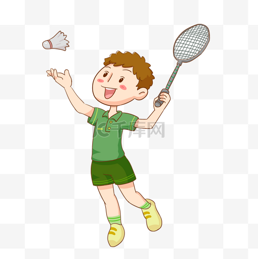 秋季运动会羽毛球比赛羽毛球的男孩PNG免抠素材图片
