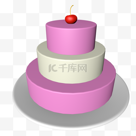 C4D樱桃蛋糕模型PNG图片