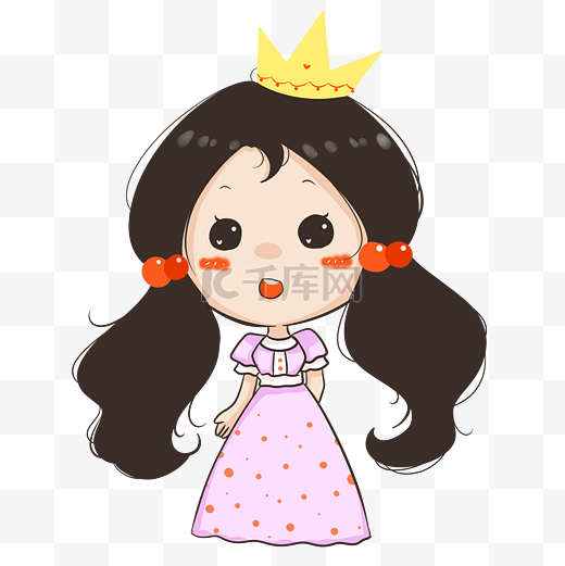 儿童卡通Q版双马尾戴皇冠的双马尾小公主免抠图片