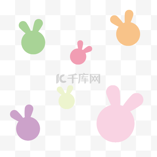 矢量纯色糖果色漂浮小兔头元素图片