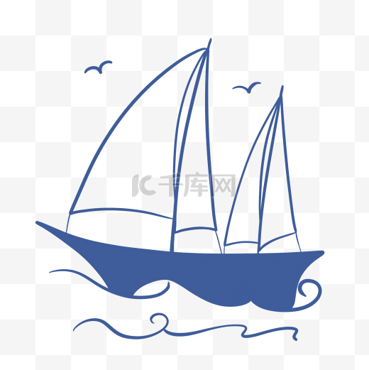 手绘简单帆船素材图片