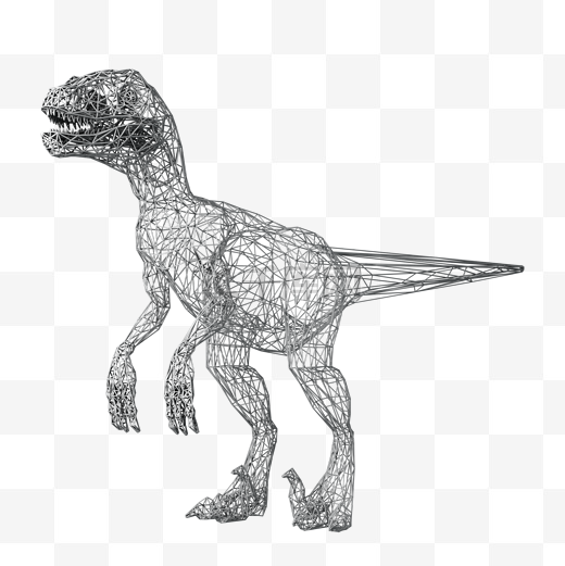 3D立体恐龙炫酷空心结晶D4d金属恐龙图片