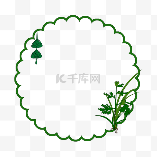 艾草边框绿色端午节艾草装饰PNG素材图片