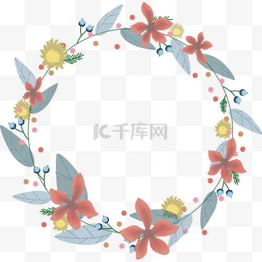 水彩花朵花藤边框插画图片