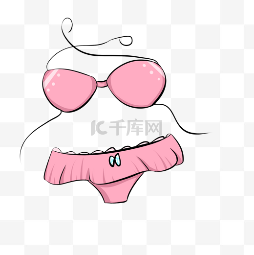 粉色的泳衣手绘插画图片