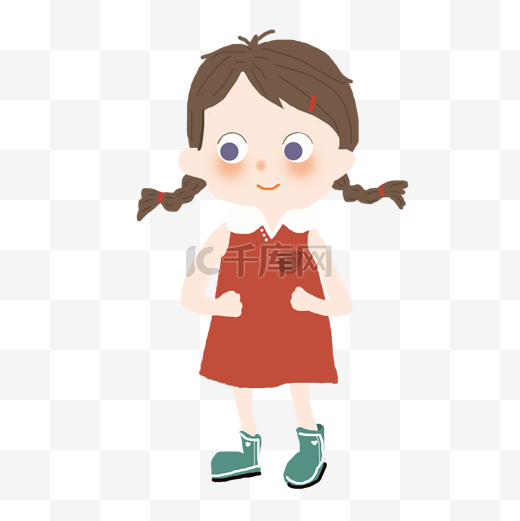 跑步锻炼身体的小女孩插画图片