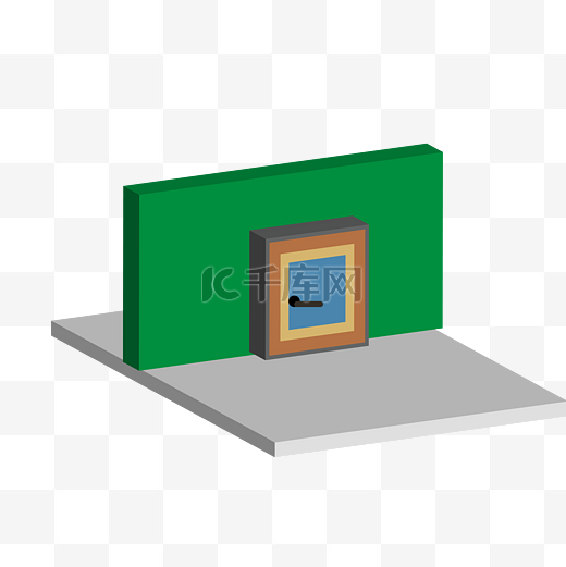 2.5D立体化快递业绿色门设计素材图片
