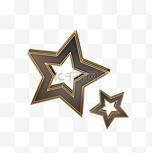 C4D金属材质黑金风星星装饰图片