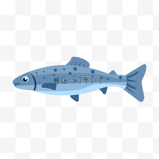 浅蓝色的深海鱼插画图片