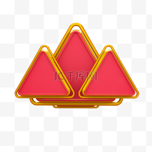 红金三角板背景板C4D电商装饰元素图片