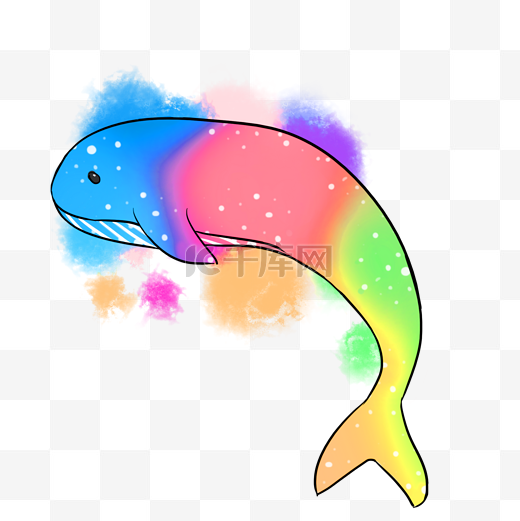水彩彩色鲸鱼图片
