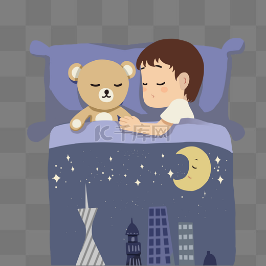 世界睡眠日卡通手绘睡眠宝宝小熊图片