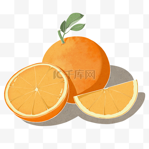 水果手绘卡通小物件橙子矢量图图片