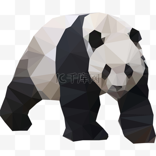 低多边形立体熊猫图片