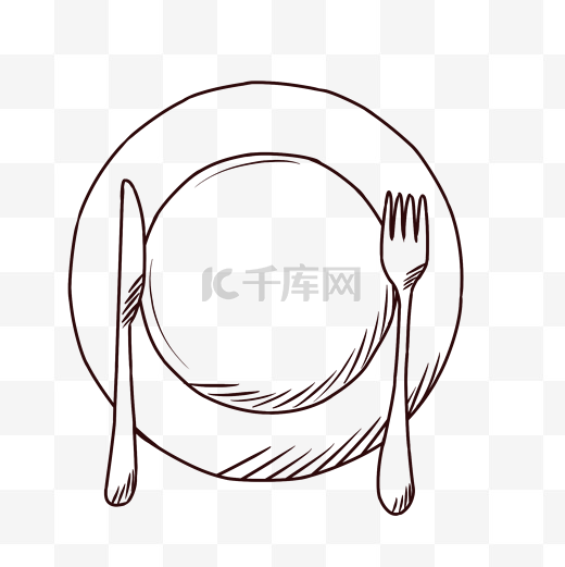 手绘刀叉盘子餐具图片