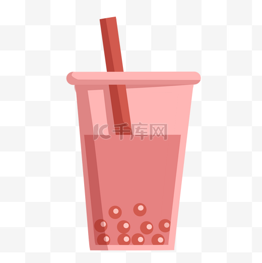 手绘粉色的奶茶插画图片