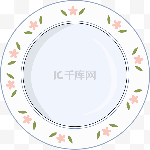 小清新印花餐碟盘子装饰元素图片