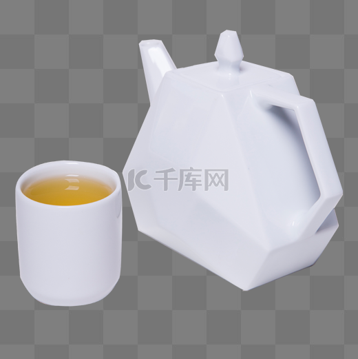白色立体茶壶元素图片