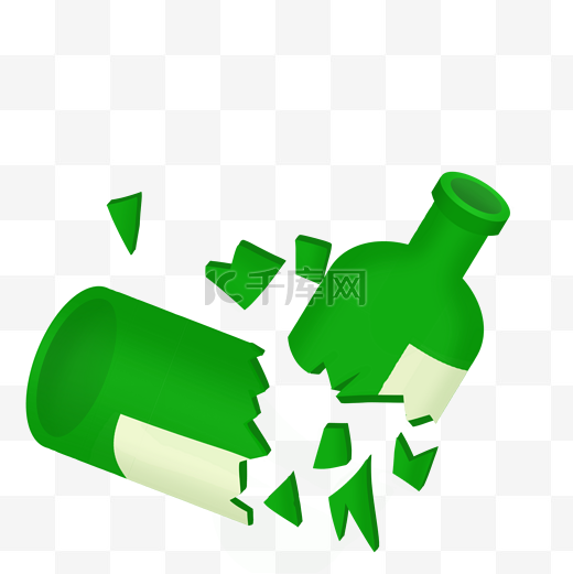 摔碎的玻璃酒瓶免抠PNG素材图片