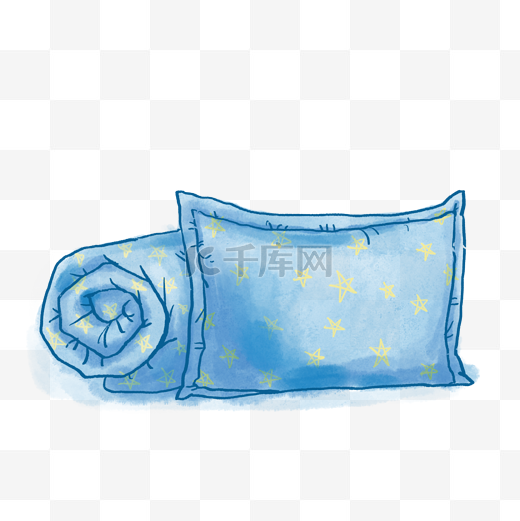 世界睡眠日蓝色枕头和被子PNG免抠素材图片