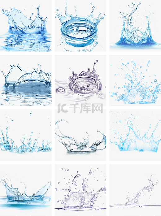 蓝色水波水浪动态流动液体水花图片