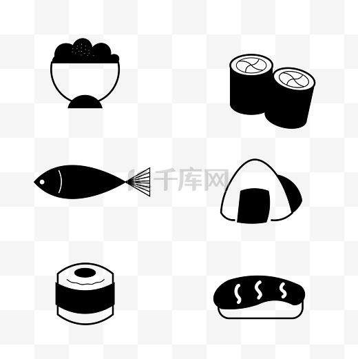 日式黑白食物图标图片