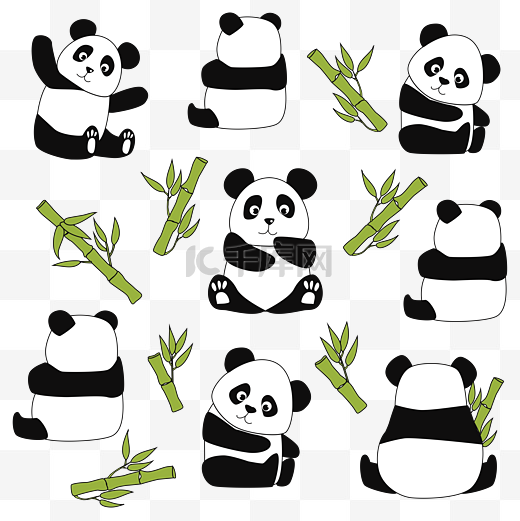 创意动物熊猫矢量图纹理图片