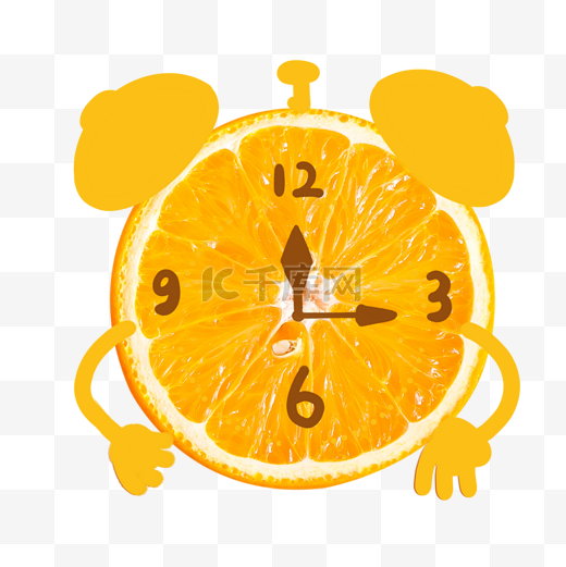 黄色橙子表情创意闹钟图片