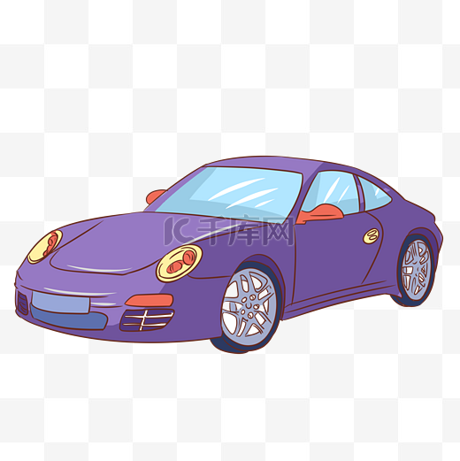 紫色的小汽车插画图片