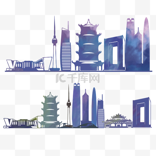 武汉城市建筑剪影图片
