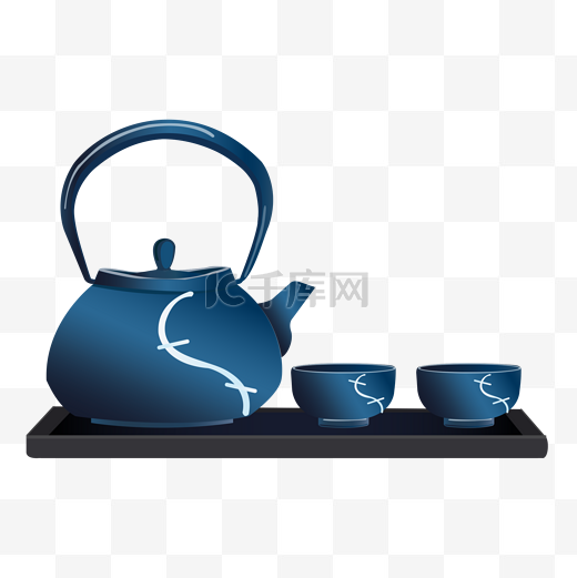 蓝色的茶壶图片