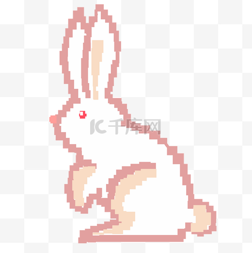 白色兔子像素画图片