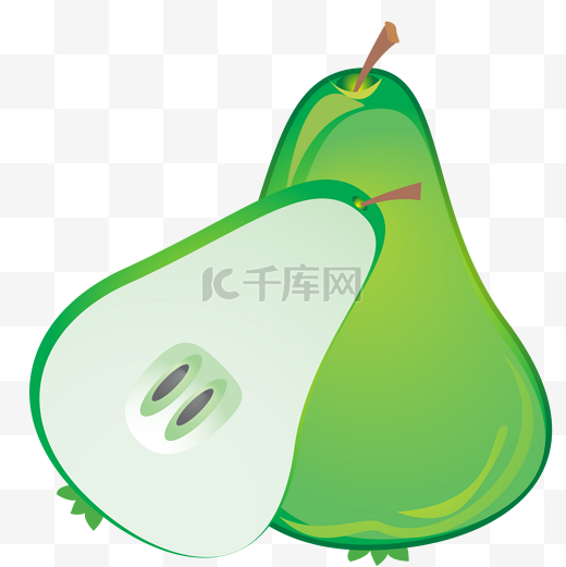 绿色的鸭梨零食卡通图片