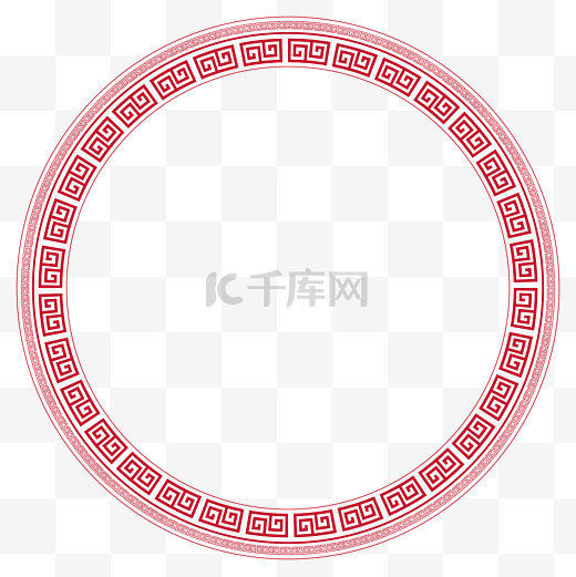 中式复古回纹圆框图片
