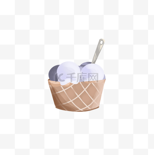 夏天香芋冰淇淋清新卡通手绘免抠素材图片