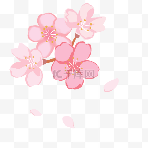 树枝上的樱花花朵卡通素材下载图片