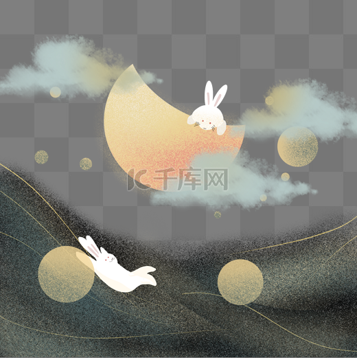 中秋节十五星星兔子月亮图片