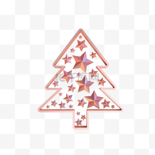 金色圣诞树星星立体元素图片