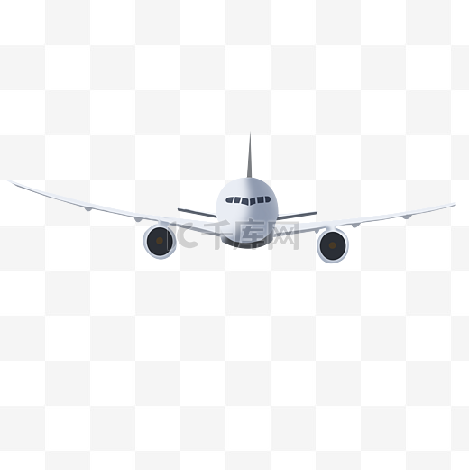 飞机飞行中的正面图图片